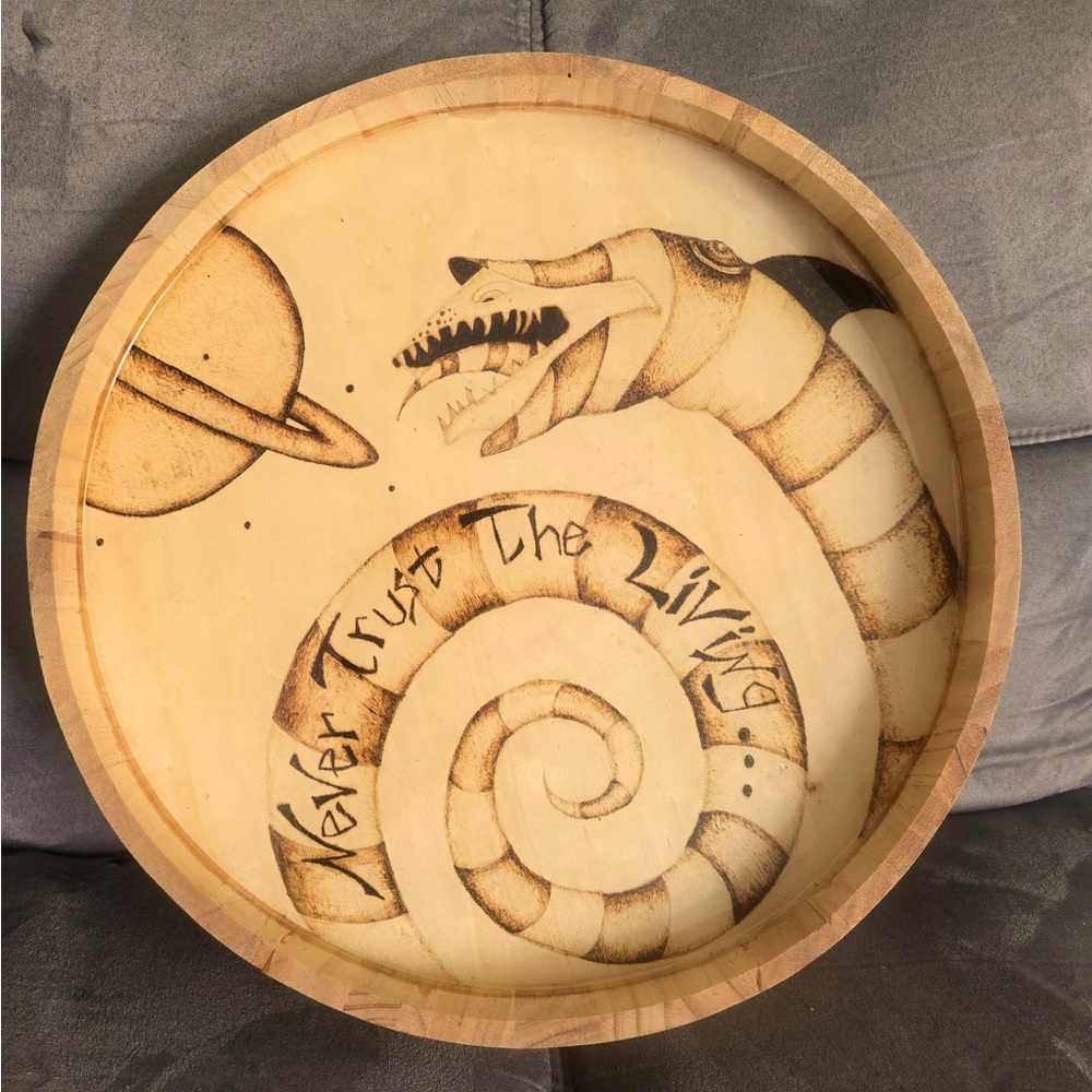 Beetlejuice Epoxy Woodburned Tray